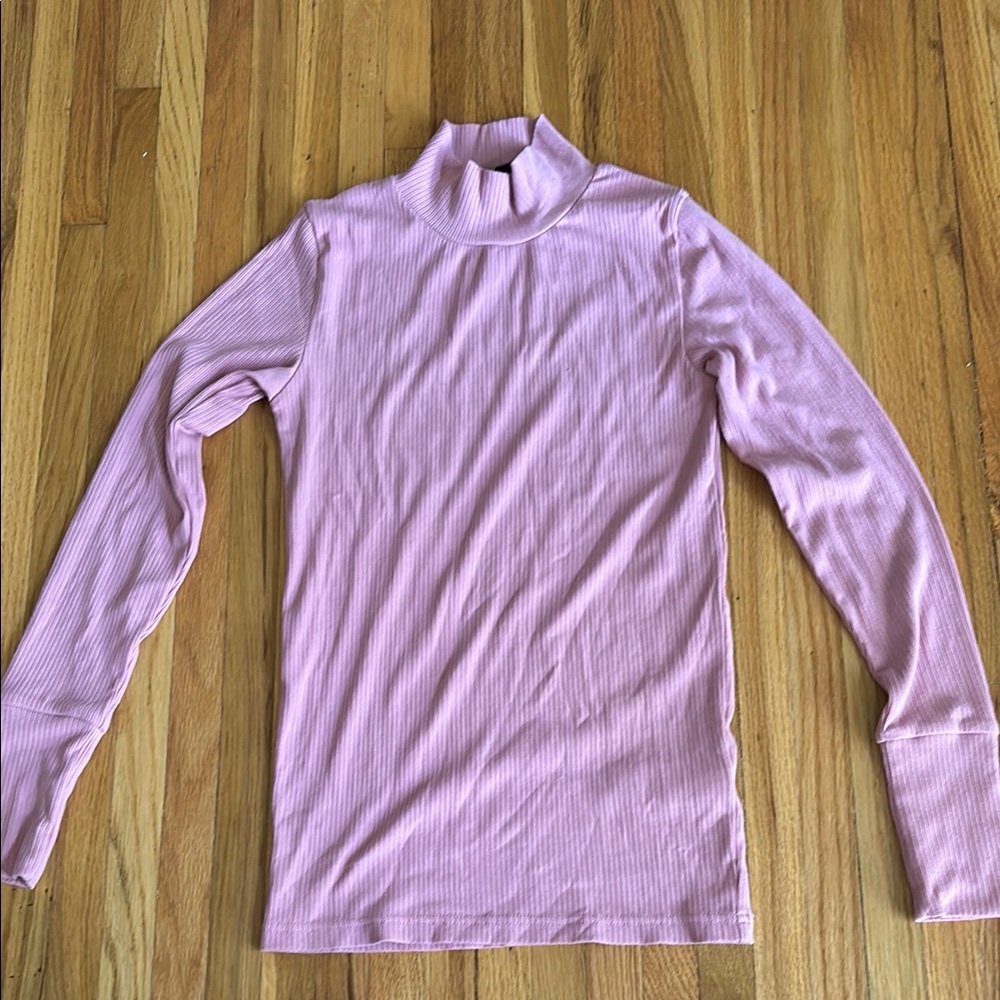 J. Crew Purple Ribbed Fitted Turtleneck Long Sleeve Top